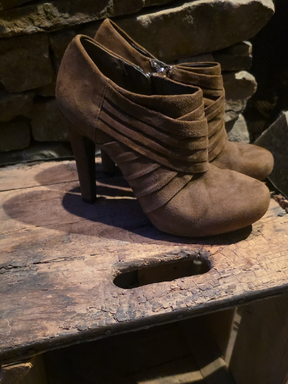 Gianni Bini Brown Suede High Heel Ankle Booties
